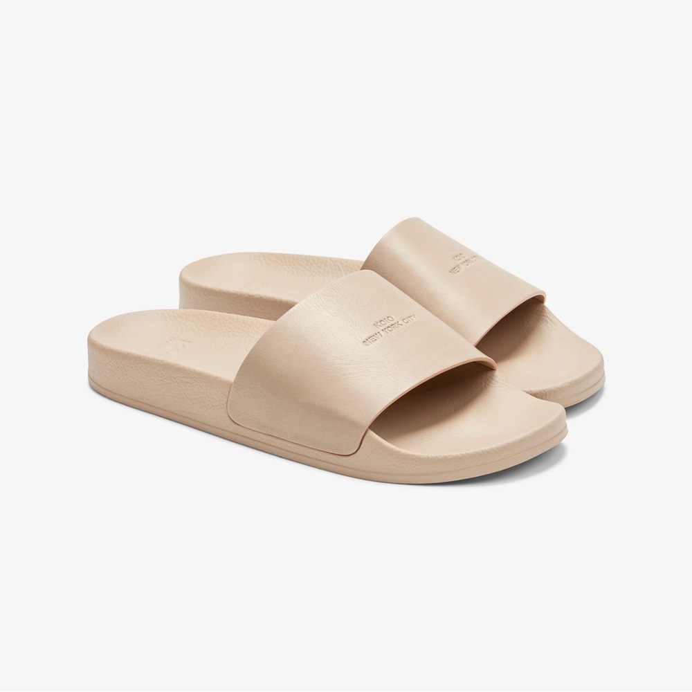 Beige Slide Sandals
